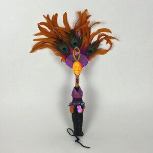 Colorful Feathered Fan Masked Woman Wall Hanging Unique Artisan